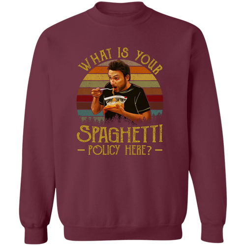 What Is Your Spaghetti Policy Here Vintage T-Shirt, It's Always Sunny in Philadelphia Shirt, Funny Movies Shirt, Charlie Kelly Shirt	G180 Gildan Crewneck Pullover Sweatshirt