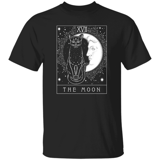 Tarot Card Crescent Moon And Cat Vintage T-Shirt, Cat Shirt, Cat Lovers Shirt, Cat Vintage Shirt, Black Cat Shirt, Tarot Card Shirt	G500 5.3 oz. T-Shirt