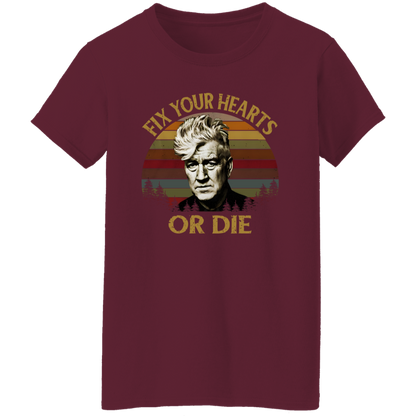 Retro Fix Your Hearts Or Die David Lynch Vintage T-Shirt - WOMEN