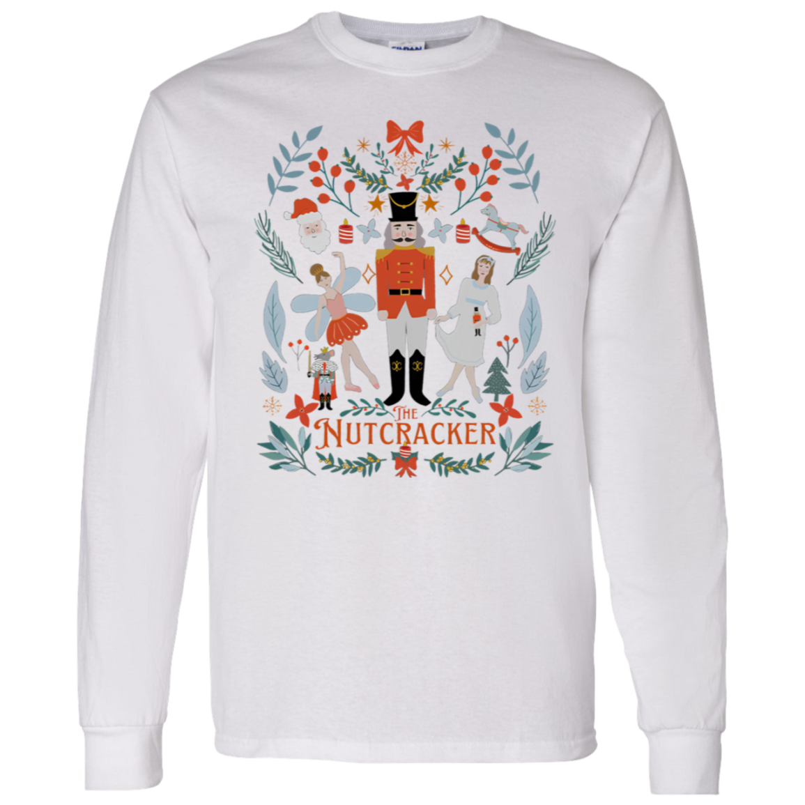 Nutcracker Christmas Teacher Vintage  G540 LS T-Shirt 5.3 oz. - letter