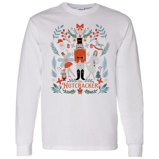 Nutcracker Christmas Teacher Vintage  G540 LS T-Shirt 5.3 oz. - letter