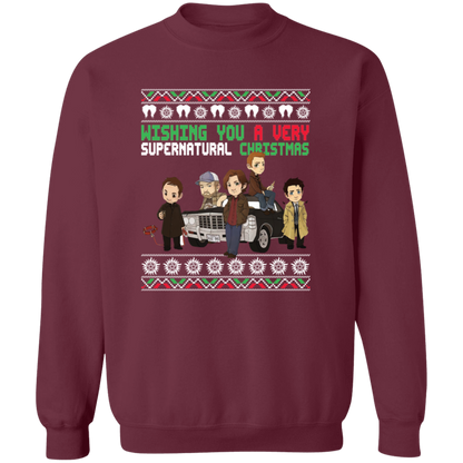 Wishing You A Very Supernatural Christmas  Crewneck Pullover Sweatshirt