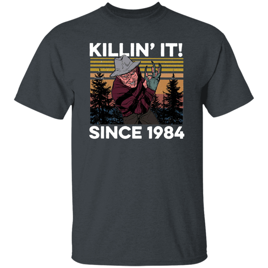 Freddy Krueger Killin' It Since 1984 Halloween Vintage T-Shirt, Horror Characters Shirt, Freddy Krueger Shirt, Serial Killer Shirt	G500 5.3 oz. T-Shirt