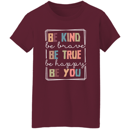 Be Kind Be Brave Be Happy Be You Teacher Vintage T-Shirt - WOMAN