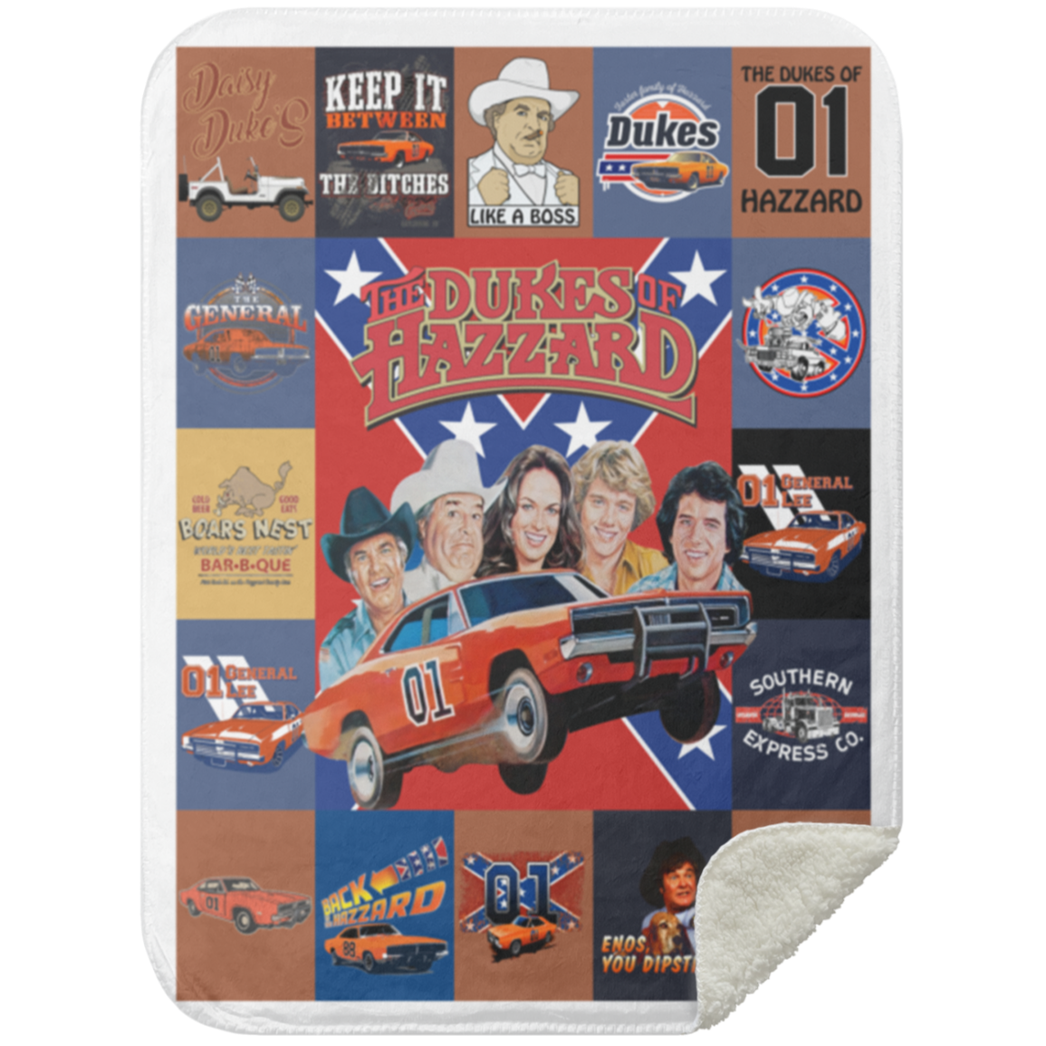 The Dukes Of Hazzard Fleece Blanket, Premium Sherpa Blanket, comedy TV series Blanket, The Dukes Of Hazzard Movie QuiltMSHS Premium Sherpa Blanket 30x40