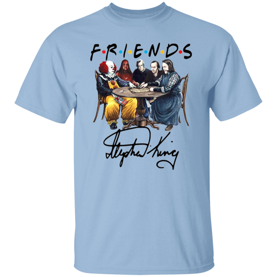Stephen King Horror Characters Friends Signature T-Shirt - leleart