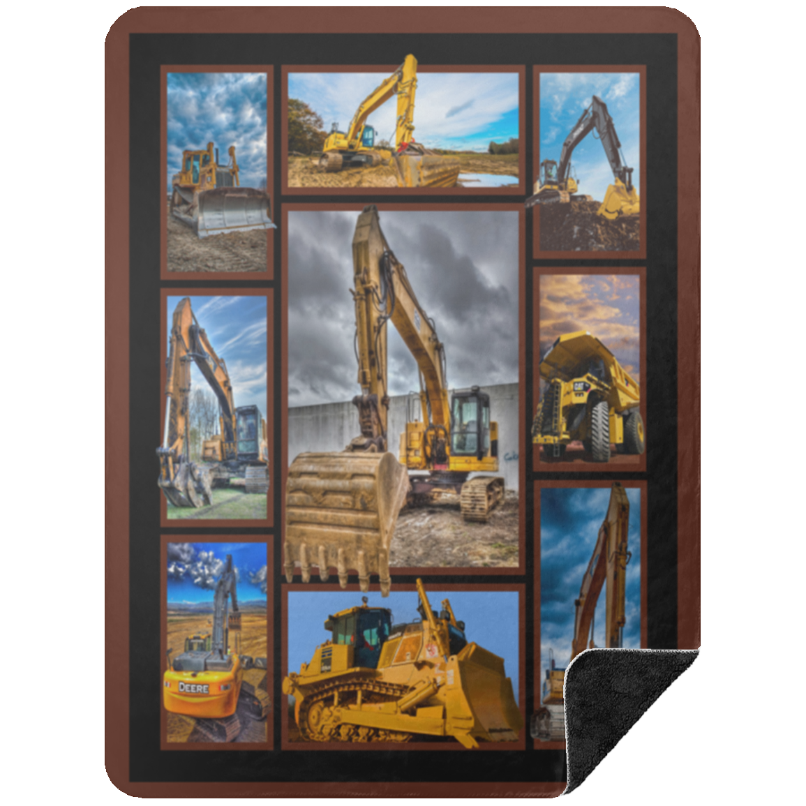 Excavator Fleece Blanket, Premium Sherpa Blanket, Dad Gift Ideas, Excavator Blanket, Excavator Dad Quilt	BSHL Premium Black Sherpa Blanket 60x80