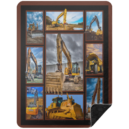 Excavator Fleece Blanket, Premium Sherpa Blanket, Dad Gift Ideas, Excavator Blanket, Excavator Dad Quilt	BSHL Premium Black Sherpa Blanket 60x80