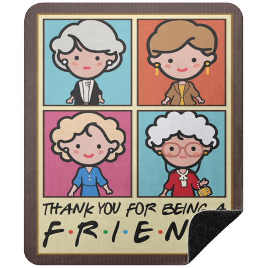 Thank You For Being A Friend Golden Girl Fleece Blanket, Premium Sherpa Blanket, Golden Girl Blanket, Chibi Golden Girls Blanket	 BSHM Premium Black Sherpa Blanket 50x60