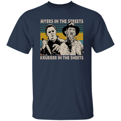 Michael Myers In The Streets Krueger In The Sheets Vintage T-Shirt