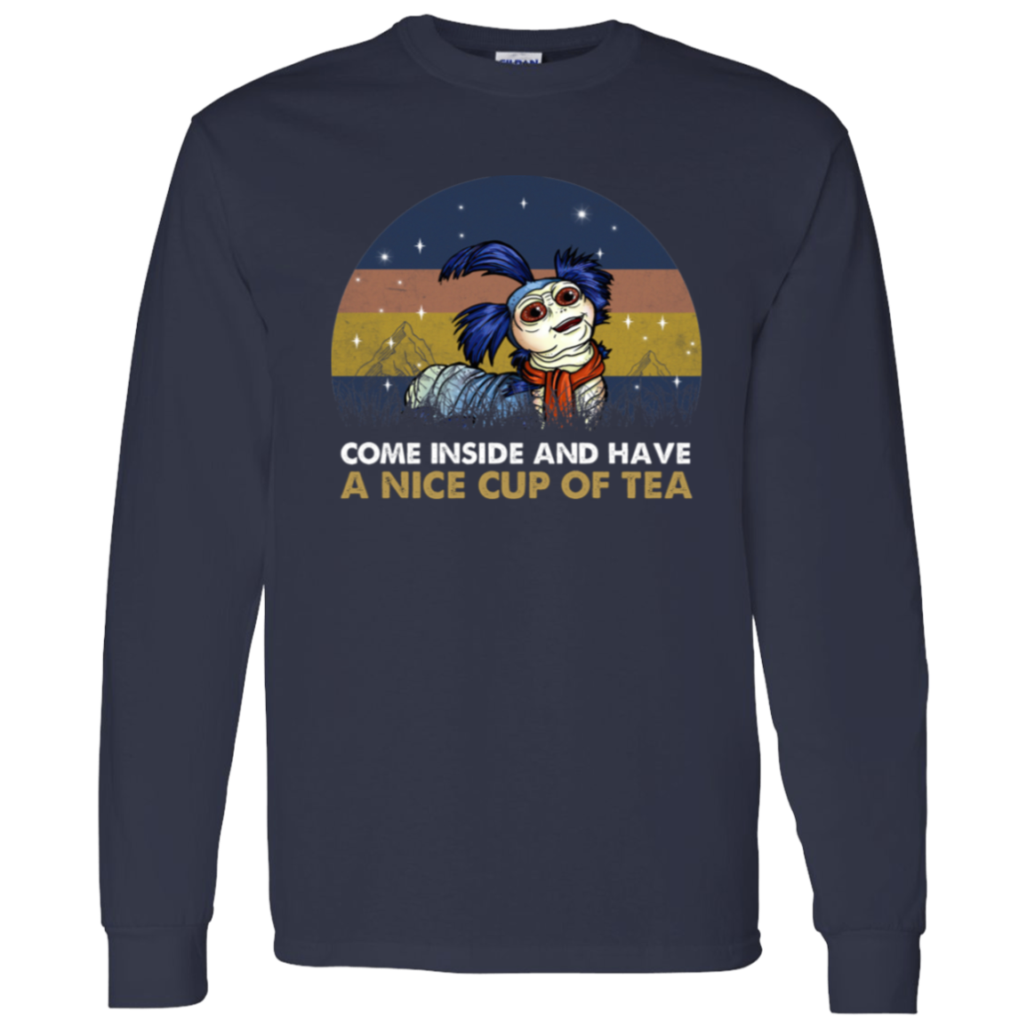 Labyrinth Worm Come Inside And Have A Nice Cup Of Tea Vintage  T-Shirt 5.3 oz. - LONG SLEEVE