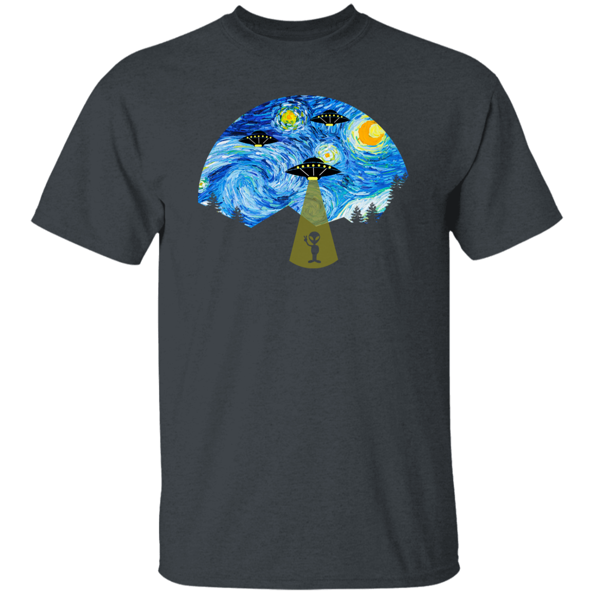 Starry Night UFO Alien Vintage T-Shirt