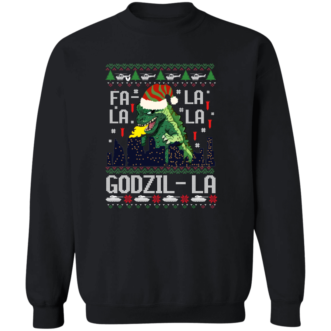 Fa La La La Godzilla Christmas Vintage Pullover Sweatshirt