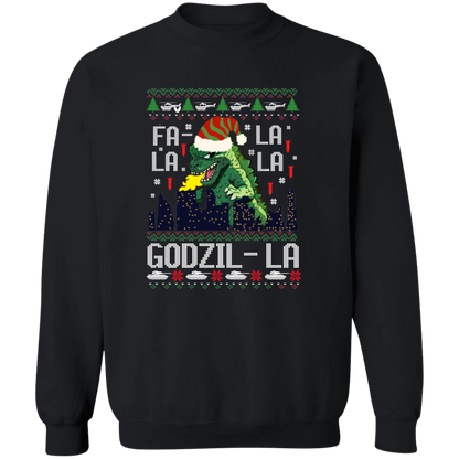Fa La La La Godzilla Christmas Vintage Pullover Sweatshirt