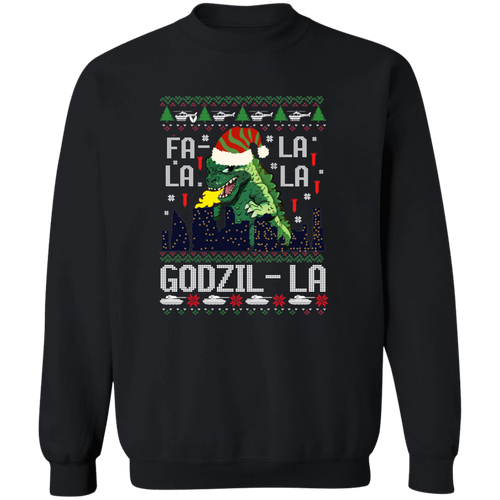 Fa La La La Godzilla Christmas Vintage Pullover Sweatshirt