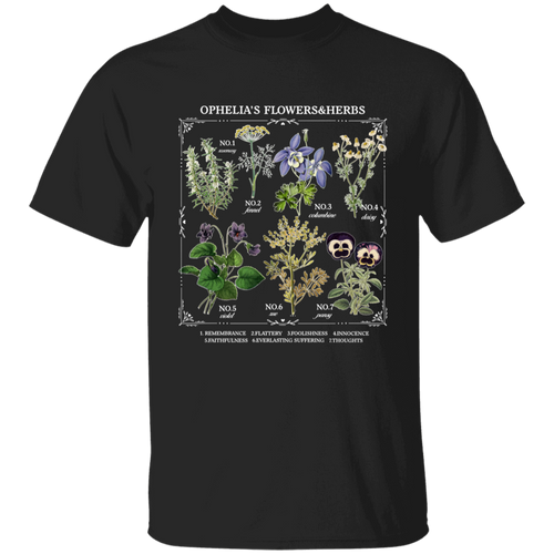 Ophelia's Flowers And Herbs Funny Literature Teacher Vintage T-Shirt - YOUTH