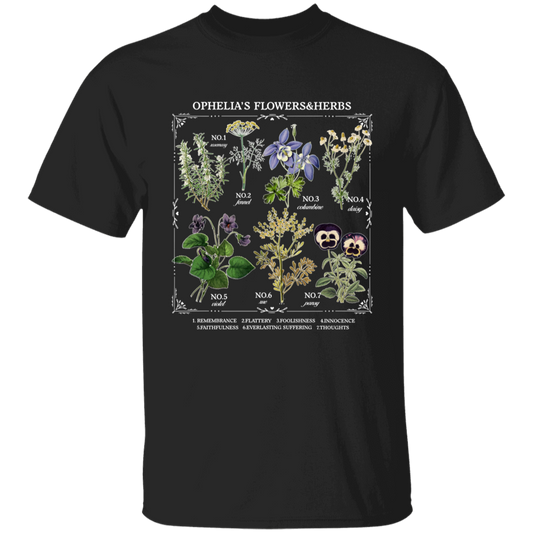 Ophelia's Flowers And Herbs Funny Literature Teacher Vintage T-Shirt - YOUTH