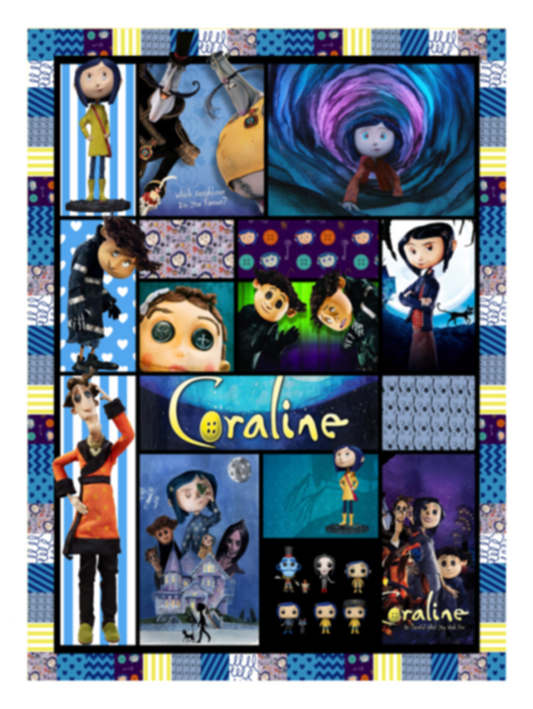 Coraline Cartoon Movie Fleece Blanket, Premium Sherpa Blanket, Horror Coraline Quilt, Halloween Blanket, Coraline Movie Blanket	VPS Cozy Plush Fleece Blanket - 30x40