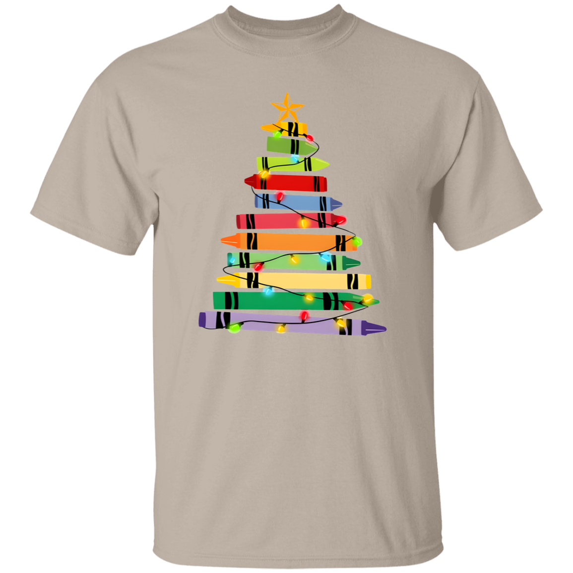 Crayons Tree Colored Lights Teacher  T-Shirt - lapicta