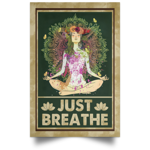 Girl Yoga Just Breathe Framed Canvas, Unframed Poster, Black Women Canvas, Yoga Canvas, Just Breathe Canvas, Feminist Wall Decor	POSPO Satin Portrait Poster