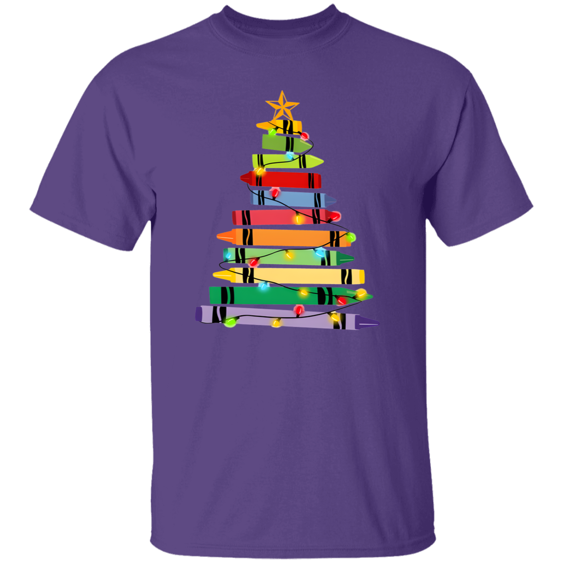 Crayons Tree Colored Lights Teacher  T-Shirt - lapicta