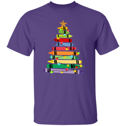 Crayons Tree Colored Lights Teacher  T-Shirt - lapicta