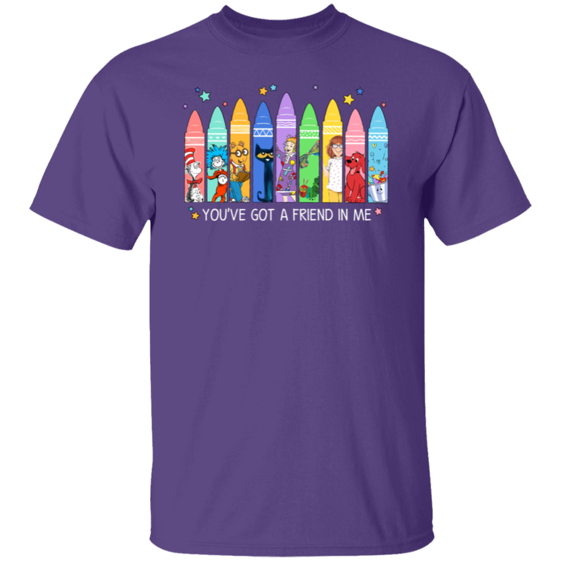 You've Got a Friend in Me Teacher Shirt, Cute Crayon Book Character Tee for Back to School