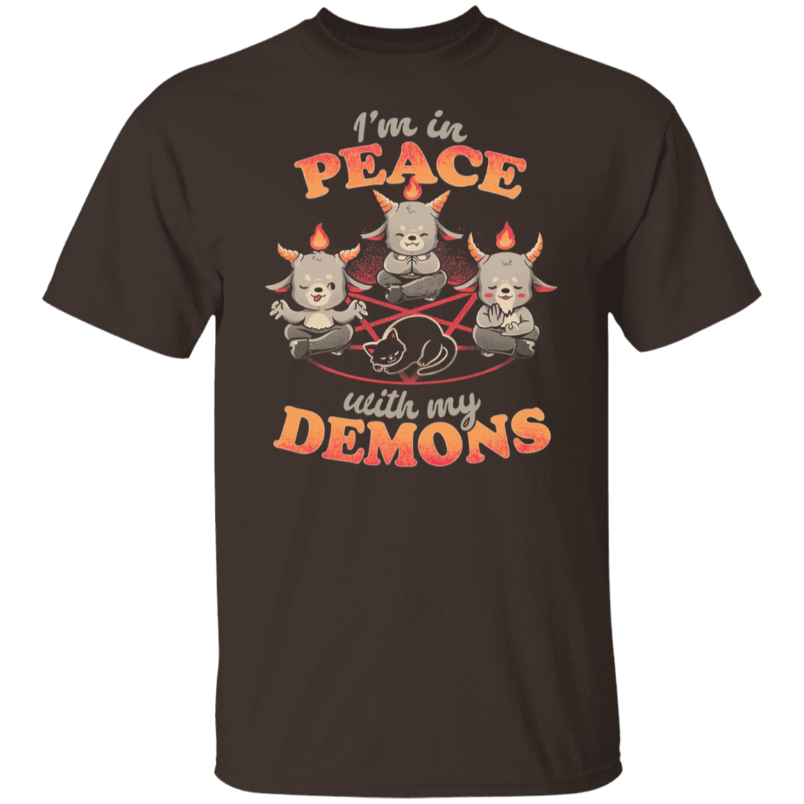 In Peace With My Demons Creepy Cute Baphomet Cats  T-Shirt