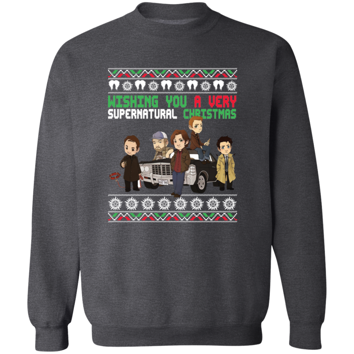 Wishing You A Very Supernatural Christmas  Crewneck Pullover Sweatshirt