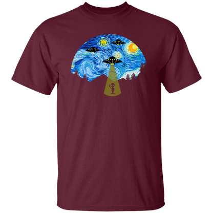 Starry Night UFO Alien Vintage T-Shirt