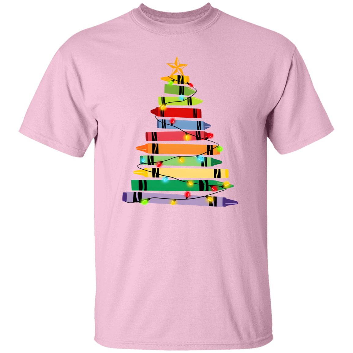 Crayons Tree Colored Lights Teacher  T-Shirt - lapicta