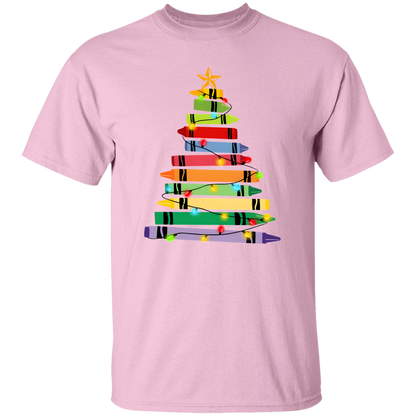 Crayons Tree Colored Lights Teacher  T-Shirt - lapicta