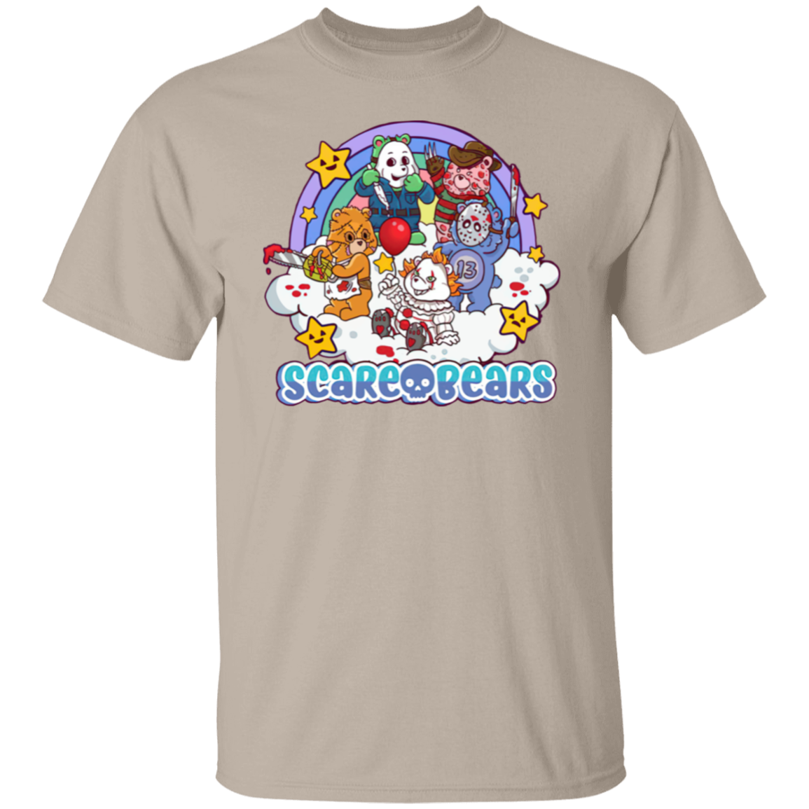 Scary Care Scare Bears Funny Halloween Horror Faces T-Shirt - leleart