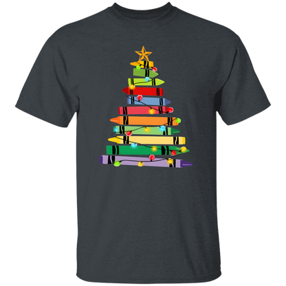 Crayons Tree Colored Lights Teacher  T-Shirt - lapicta