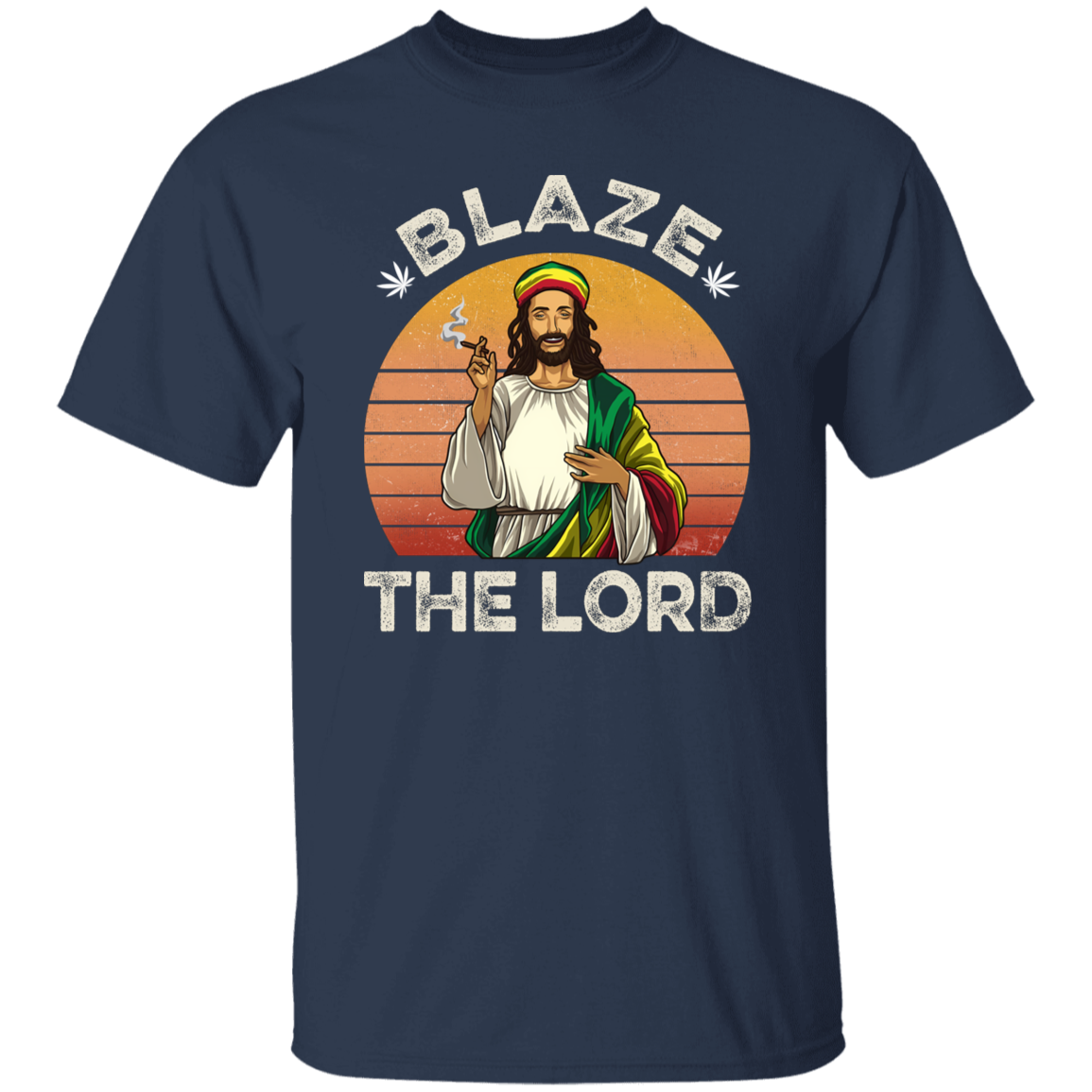 G500 5.3 oz. T-Shirt Jesus Smoking Weed Blaze The Lord Marijuana Retro Vintage Black T-Shirt