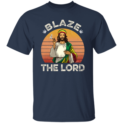 G500 5.3 oz. T-Shirt Jesus Smoking Weed Blaze The Lord Marijuana Retro Vintage Black T-Shirt