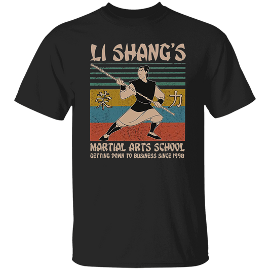 Li Shang's Martial Arts School Getting Down Business Since 1998 Vintage T-Shirt, Mulan Shirt, Li Shang Shirt, Animation Shirt, Cartoon Shirt	G500 5.3 oz. T-Shirt