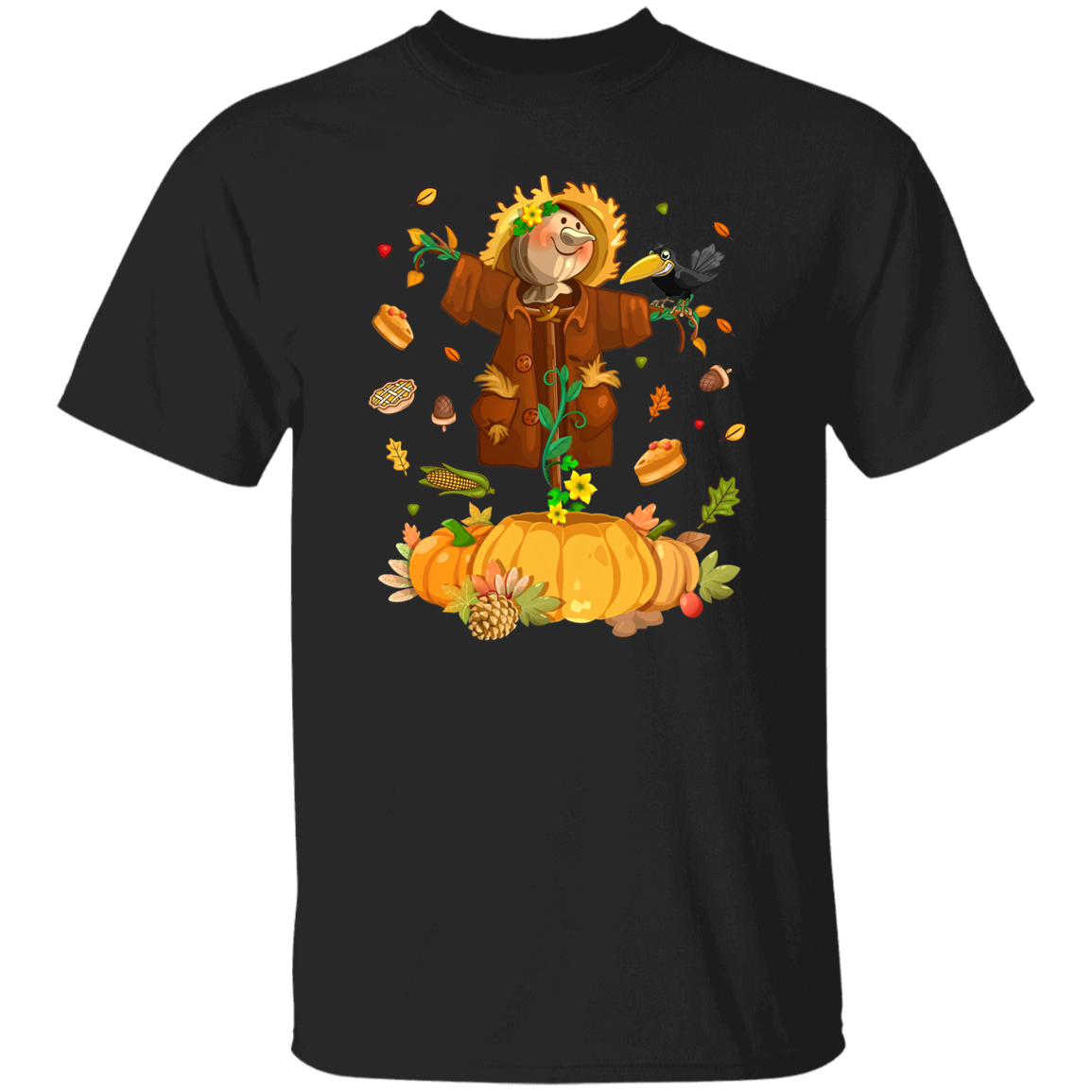 Scarecrow Autumn Hello Fall Pumpkin Halloween Vintage T-Shirt, Scarecrow Shirt, Halloween Shirt, Gift Tee For You And Your Family	G500 5.3 oz. T-Shirt