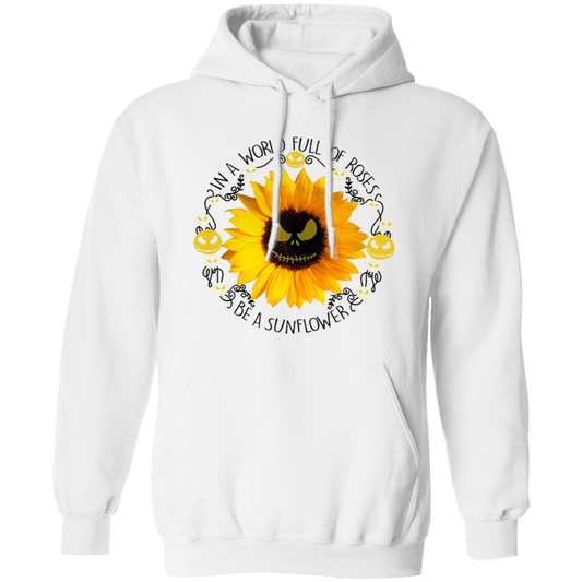 In A World Full Of Roses Be A Sunflower Vintage T-Shirt, Skellington Shirt, Sunflower Shirt, Hippie Shirt, Peace Lovers Shirt	G185 Gildan Pullover Hoodie