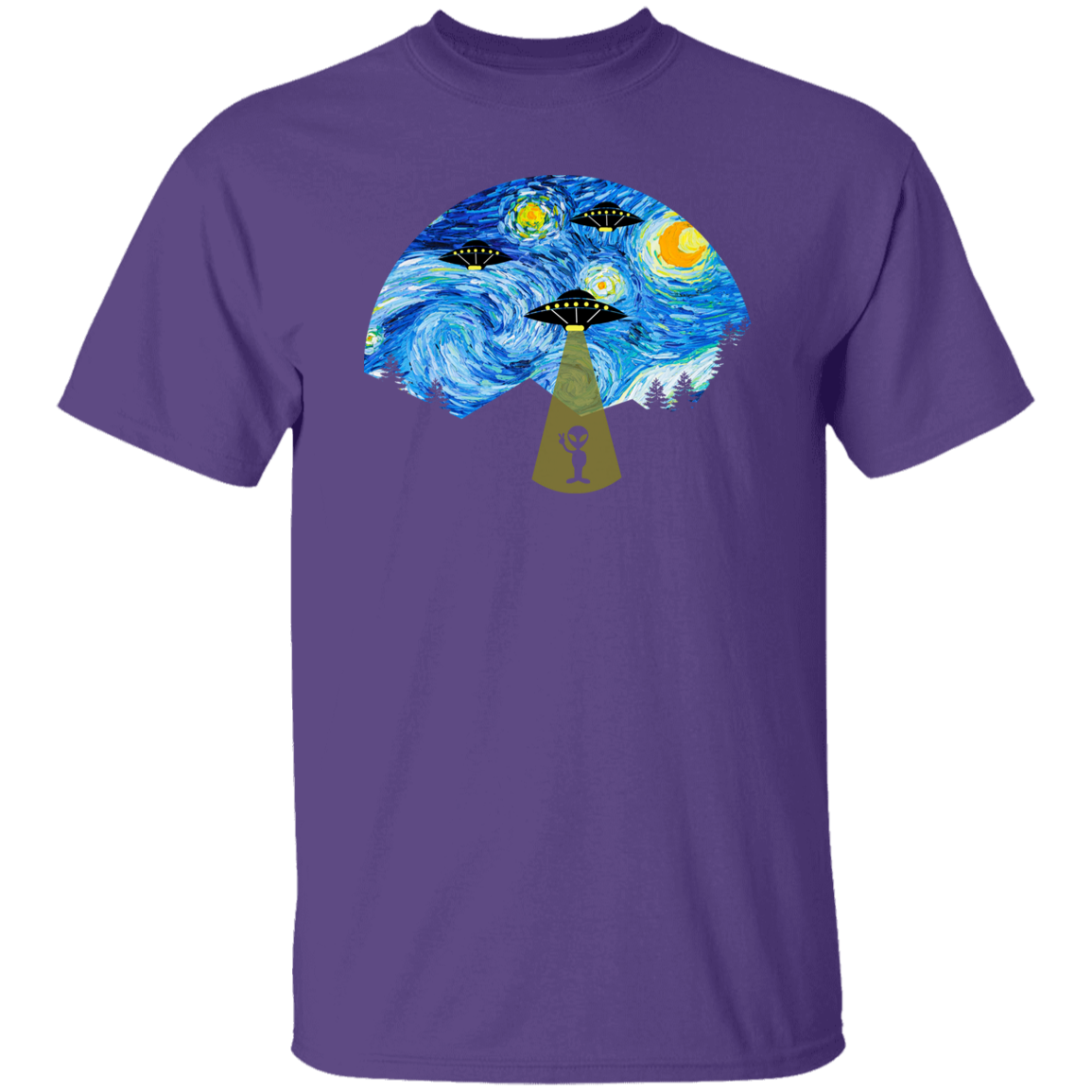 Starry Night UFO Alien Vintage T-Shirt