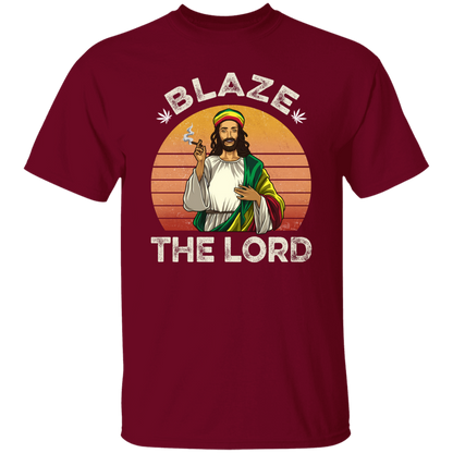 G500 5.3 oz. T-Shirt Jesus Smoking Weed Blaze The Lord Marijuana Retro Vintage Black T-Shirt