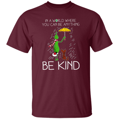 In A World Where You Can Be Anything Be Kind Teacher T-Shirt - lapicta