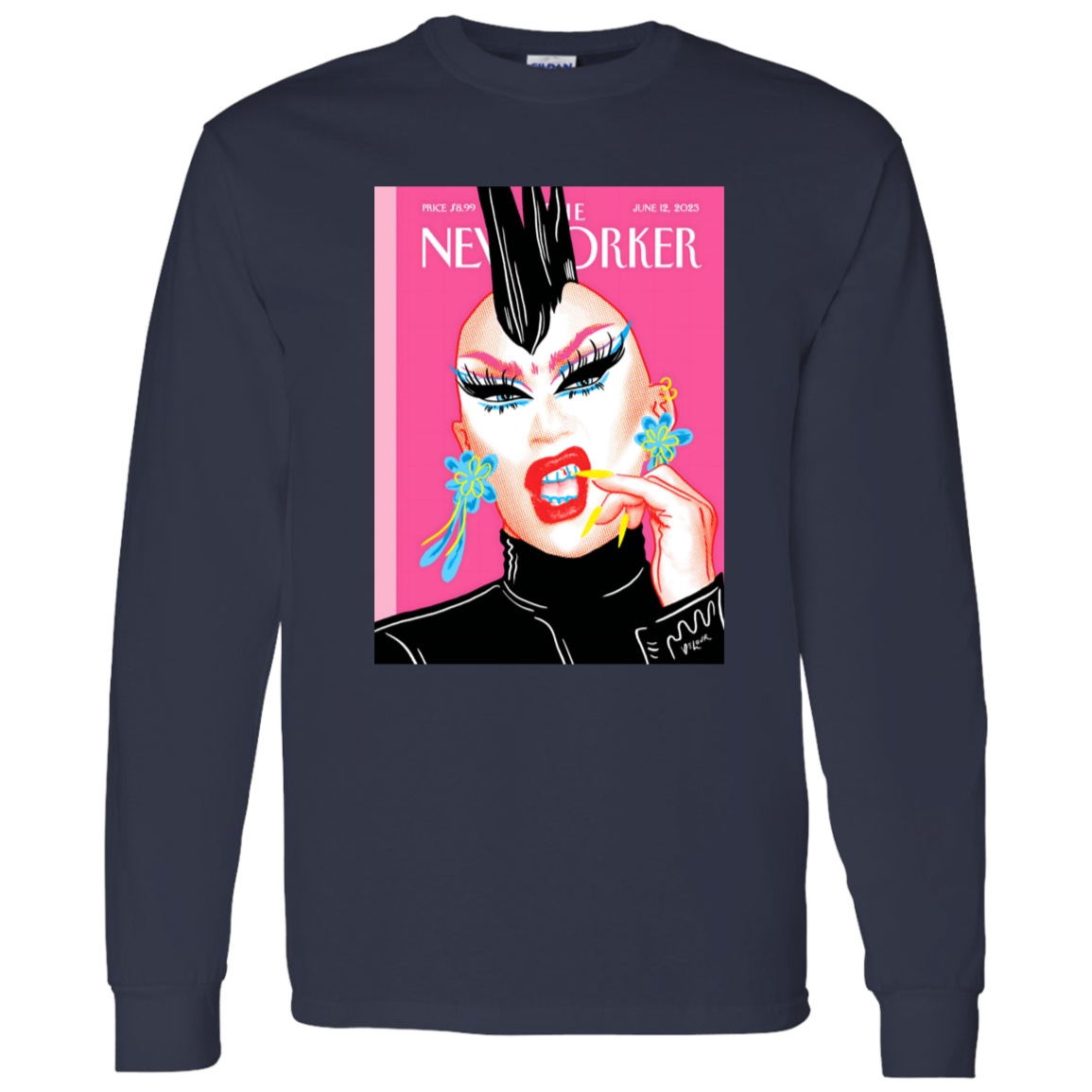 G540 LS T-Shirt 5.3 oz. The New Yorker Magazine Cover The Look Of Pride By Sasha Velour Unisex T-Shirt