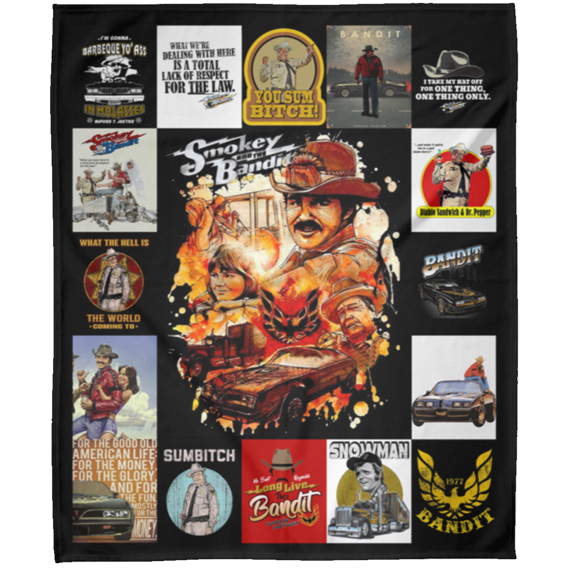 Smokey And The Bandit Movie Fleece Blanket, Premium Sherpa Blanket, Smokey And The Bandit Blanket, Road Action Movie Quilt, Bandit Blanket	FLM Arctic Fleece Blanket 50x60