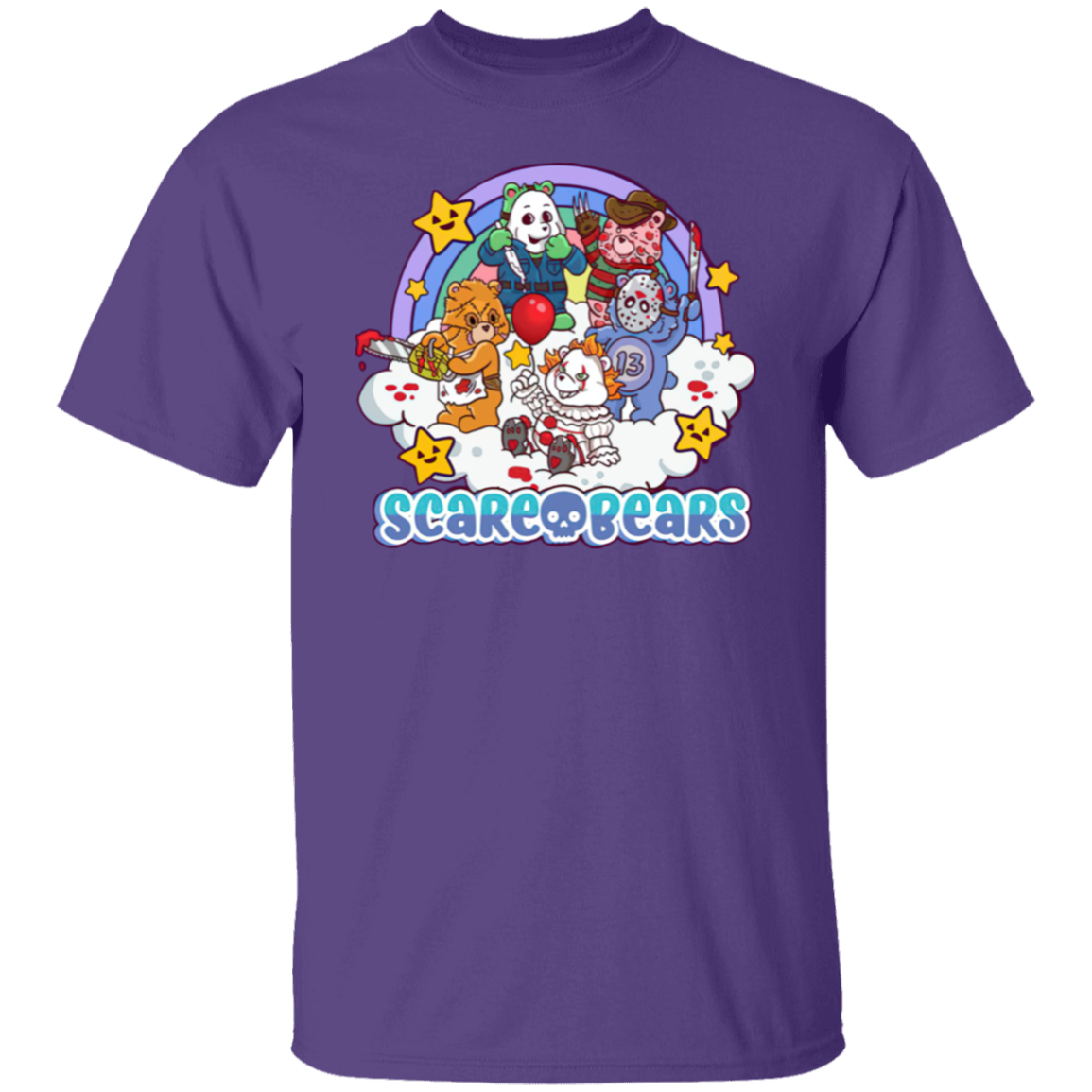 Scary Care Scare Bears Funny Halloween Horror Faces T-Shirt - leleart