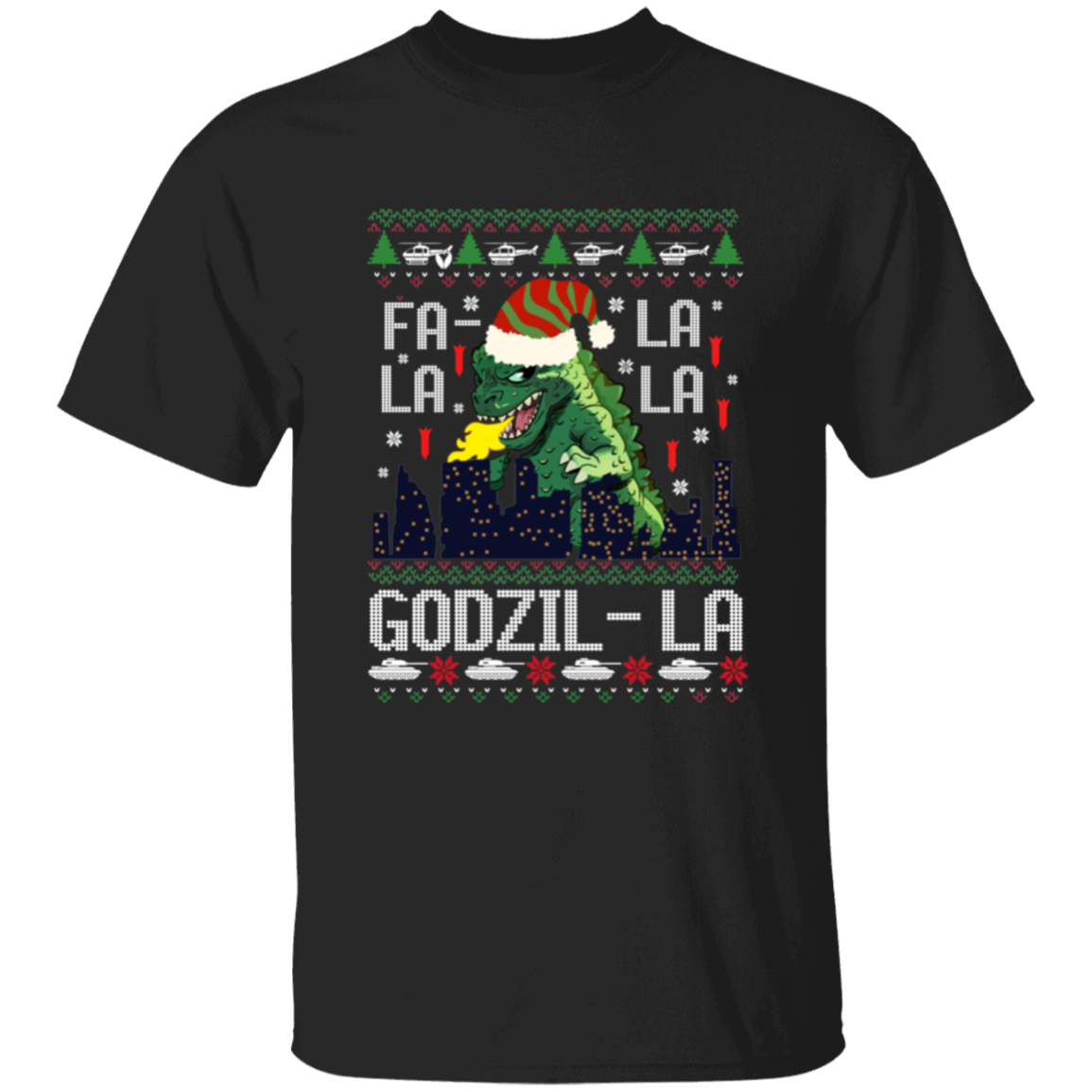 Fa La La La Godzilla Christmas Vintage T-Shirt - YOUTH