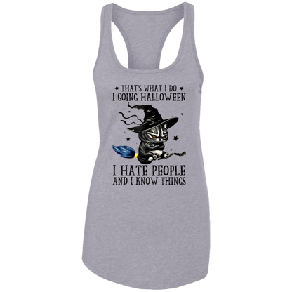 Black Cat Meme Halloween NL1533 Ladies Ideal Racerback Tank - pelyn - ID23092427