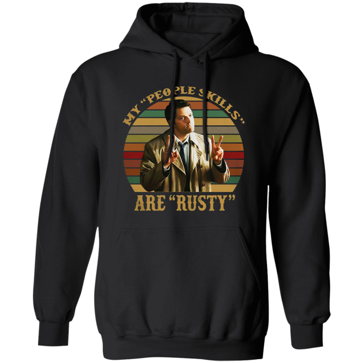 Castiel Supernatural My People Skills Are Rusty Retro Vintage G185 Gildan Pullover Hoodie - lucy - 90144875