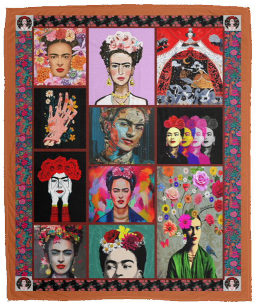 Best Gift Beautiful Frida Kahlo Fleece Blanket, Premium Sherpa Blanket, Painter Blanket, Frida Kahlo Blanket, Colorful Frida Kahlo Quilt	VPM Cozy Plush Fleece Blanket - 50x60