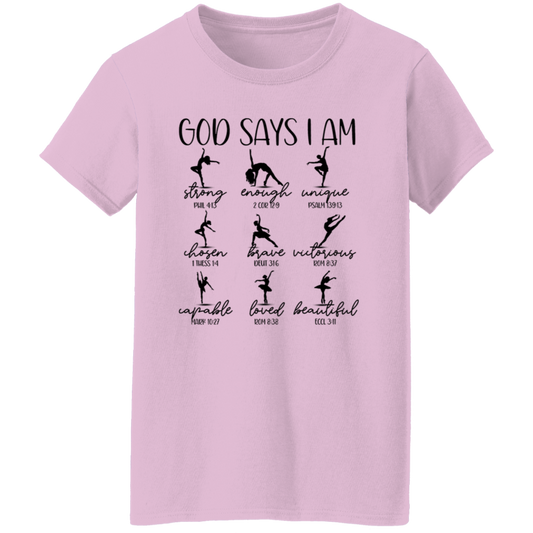 God Says I Am Dancer Teacher Vintage  Ladies' 5.3 oz. T-Shirt